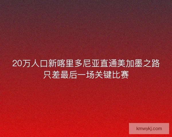 20万人口新喀里多尼亚直通美加墨之路只差最后一场关键比赛